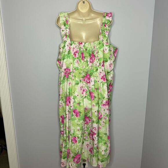 Torrid Mini Poplin Floral Tiered Ruffle Strap Dress Green Romantic Women's 4X - Picture 8 of 13